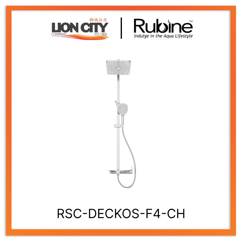 Rubine Deckos RSC-DECKOS-F4-CH Square Rainshower Column With Mixer Shelf (Chrome)