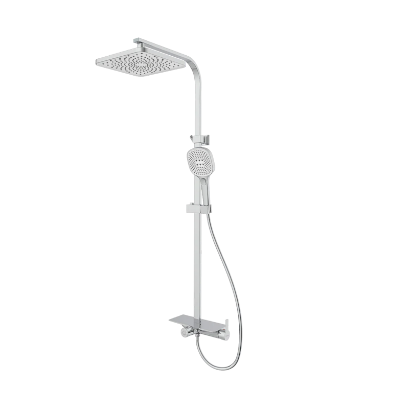 Rubine Deckos RSC-DECKOS-F4-CH Square Rainshower Column With Mixer Shelf (Chrome)