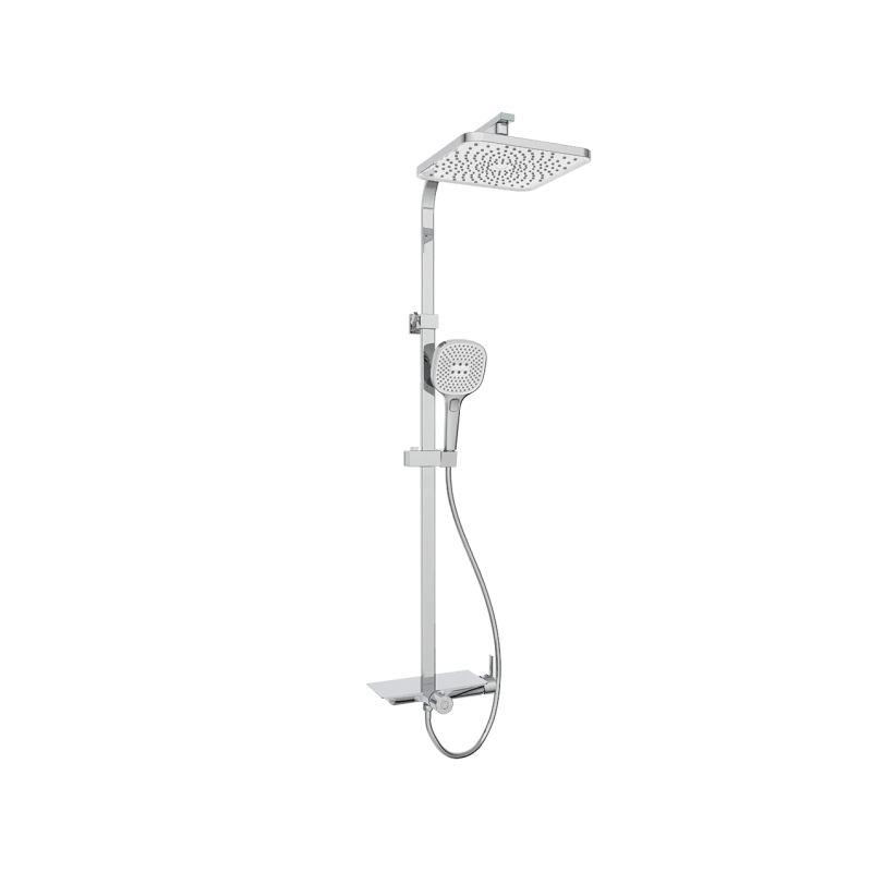 Rubine Deckos RSC-DECKOS-F4-CH Square Rainshower Column With Mixer Shelf (Chrome)