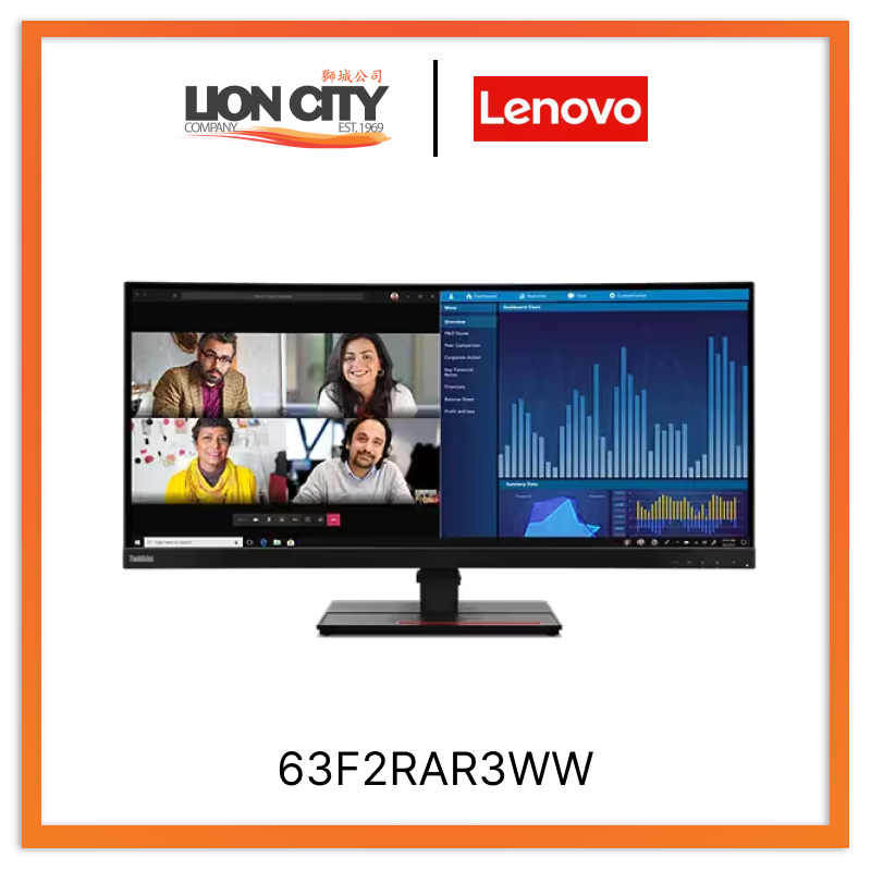 Lenovo ThinkVision P34w-20 34.14" WQHD Ultra-Wide Curved Monitor 63F2RAR3WW