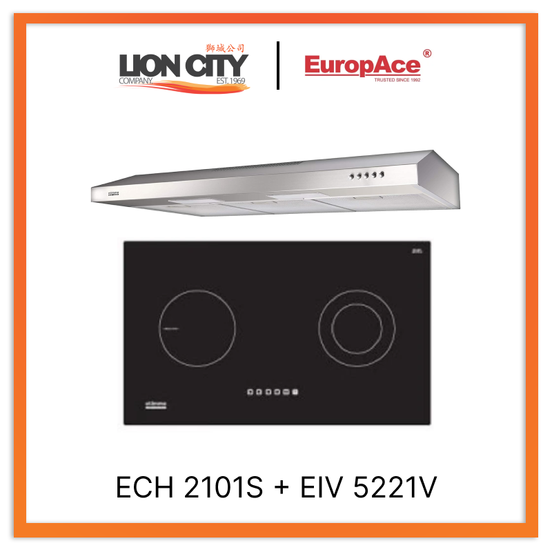 Europace ECH2101S 90cm Slim Hood + Europace EIV5221V Built-in Induction Hub