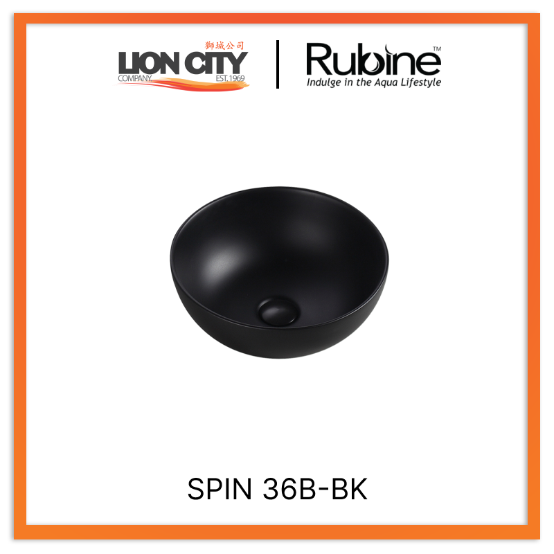 Rubine SPIN 36B-BK Countertop Round Ceramic Basin