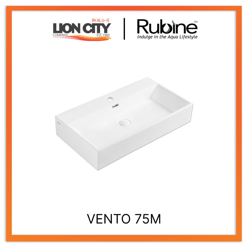 Rubine VENTO 75M Wall-Hung / Countertop Rectangular Ceramic Basin