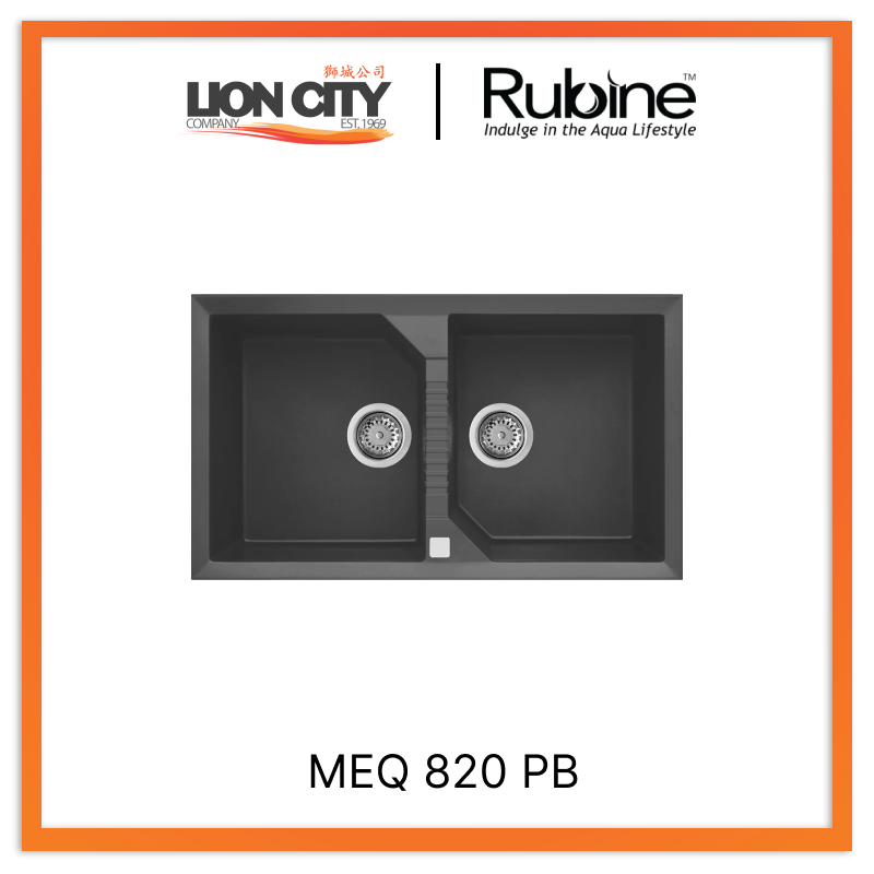 Rubine 2 Bowls Inset Granite Kitchen Sink MEQ 820 PB