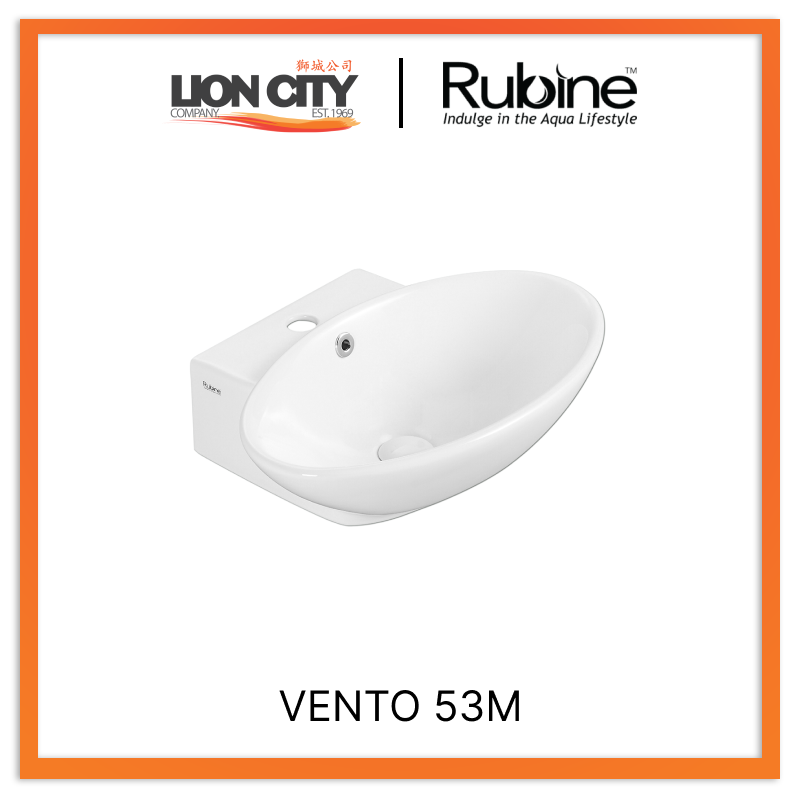 Rubine VENTO 53M Wall-Hung Oval Ceramic Basin