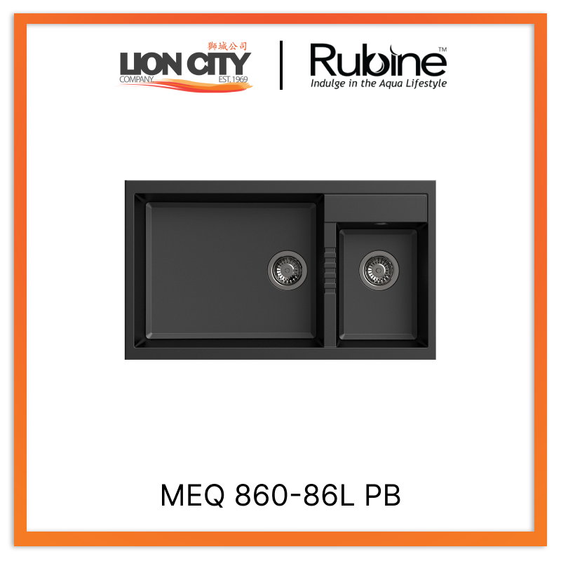 Rubine 1¾ Bowls Inset Granite Kitchen Sink MEQ 860-86L PB