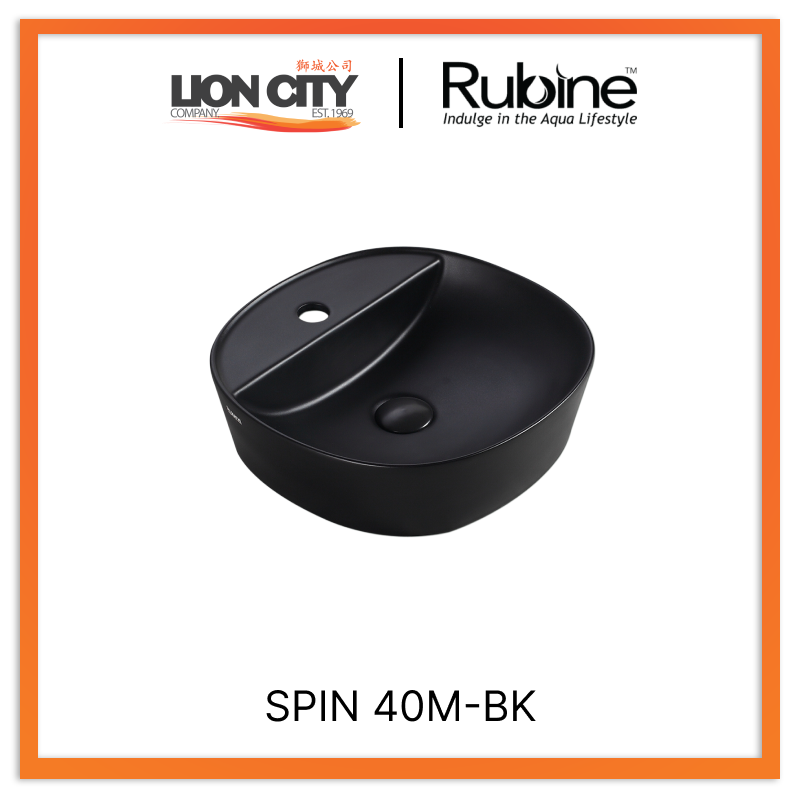 Rubine SPIN 40M-BK Countertop Round Ceramic Basin