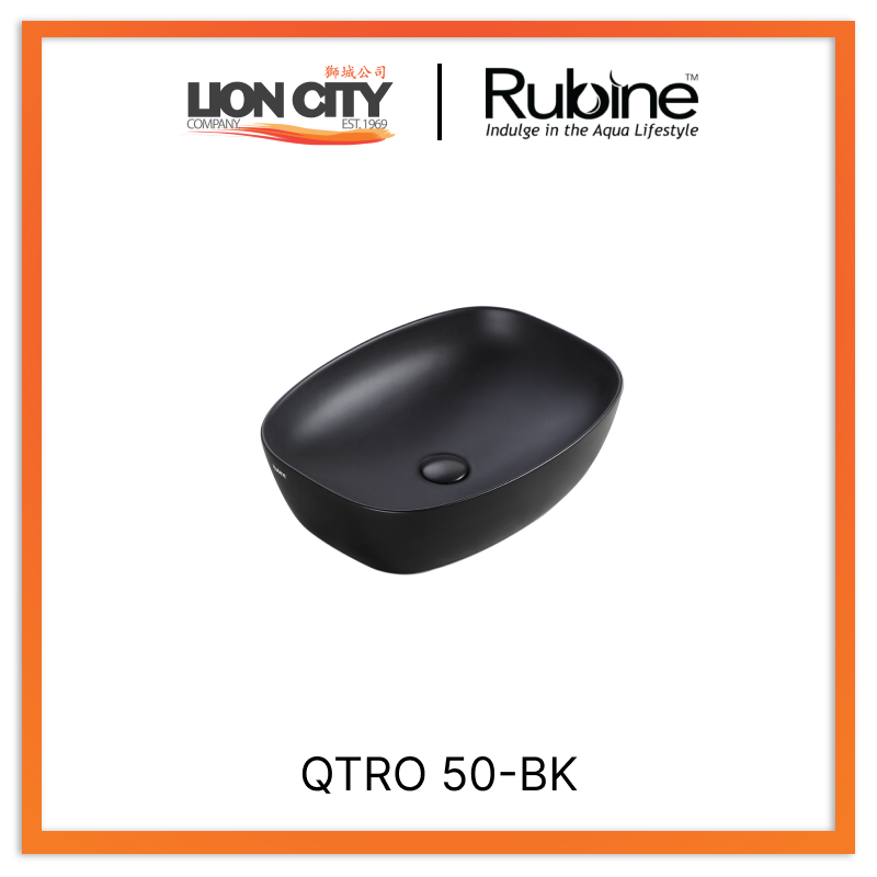 Rubine QTRO 50-BK Countertop Rectangular Ceramic Basin