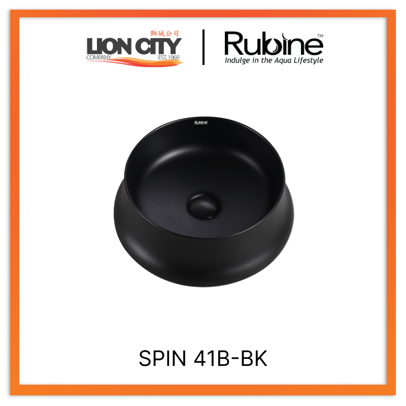 Rubine SPIN 41B-BK Countertop Round Ceramic Basin