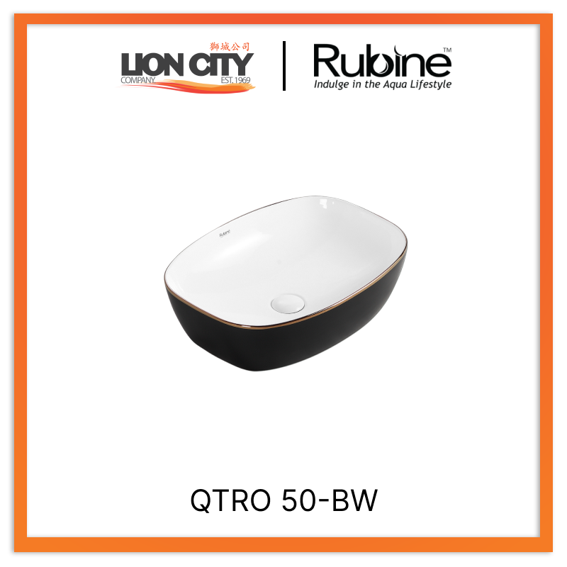 Rubine QTRO 50-BW Countertop Rectangular Ceramic Basin