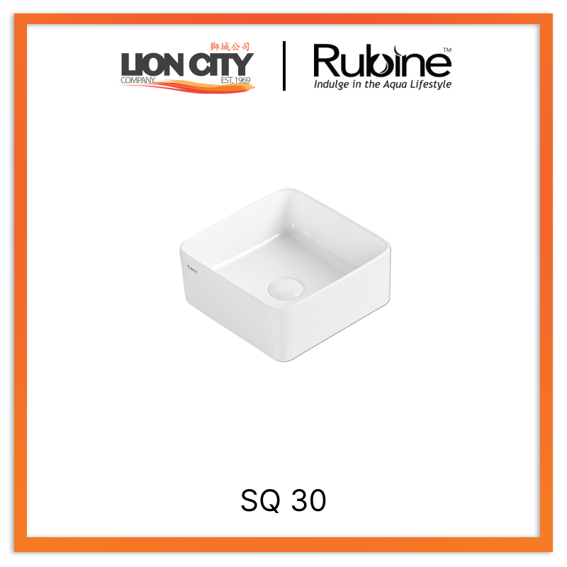 Rubine SQ 30 Countertop Square Ceramic Basin