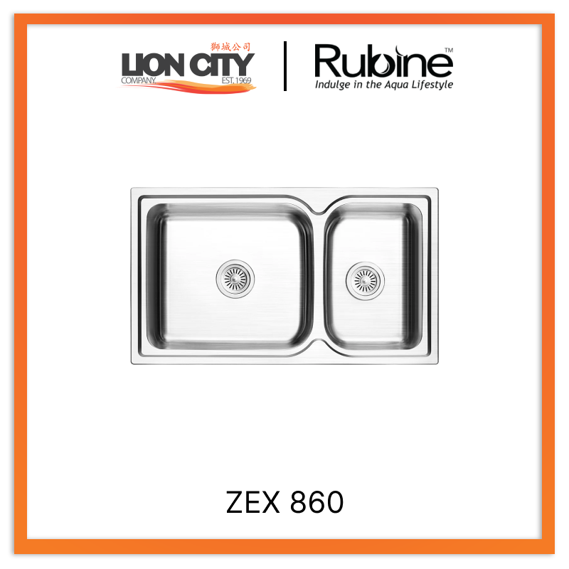 Rubine 1¾ Bowl Inset Stainless Steel Kitchen Sink ZEX 860