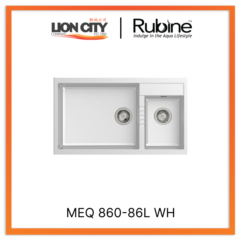 Rubine 1¾ Bowls Inset Granite Kitchen Sink MEQ 860-86L WH