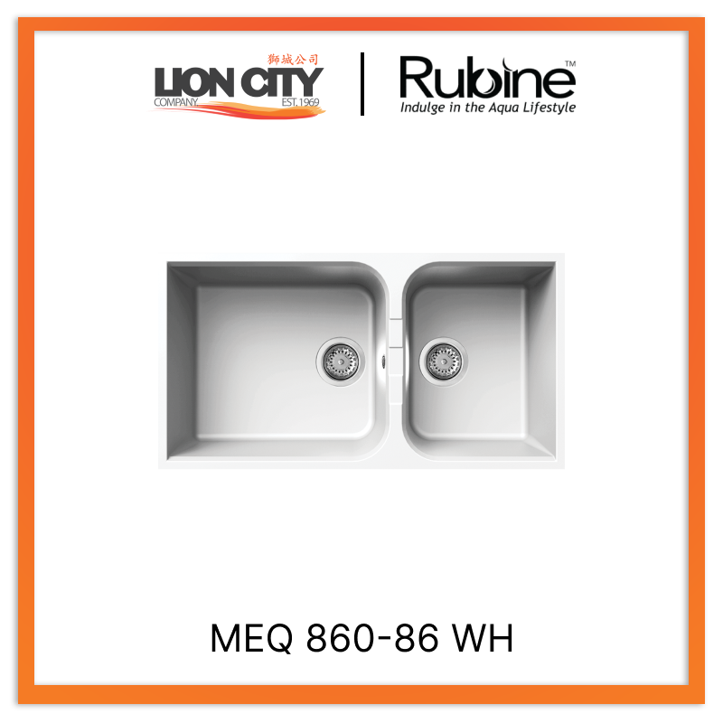 Rubine 1¾ Bowls Inset Granite Kitchen Sink MEQ 860-86 WH