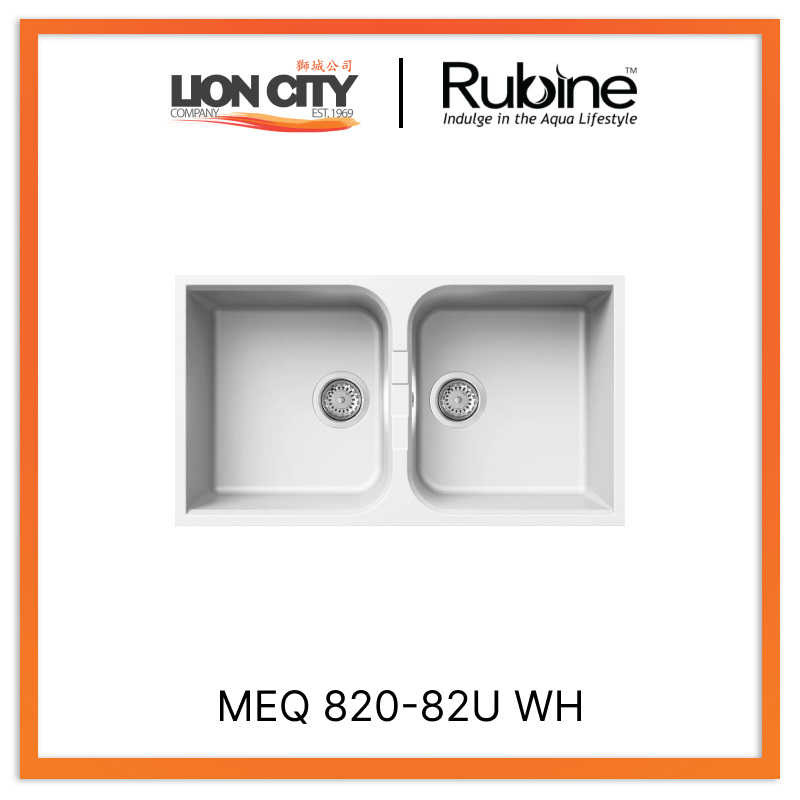 Rubine 2 Bowls Undermount Granite Kitchen Sink MEQ 820-82U WH