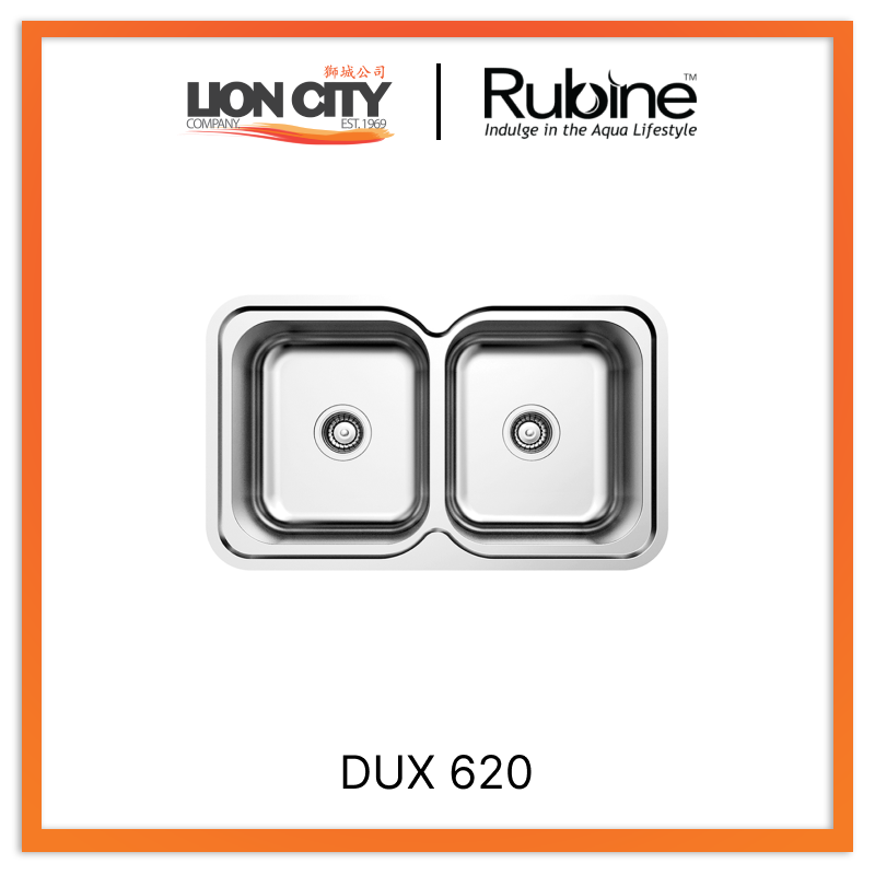 Rubine 2 Bowls Inset Stainless Steel Kitchen Sink DUX 620