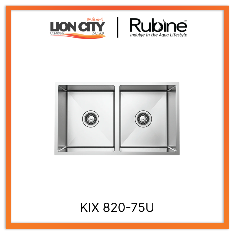 Rubine 2 Bowls Undermount Stainless Steel Kitchen Sink KIX 820-75U