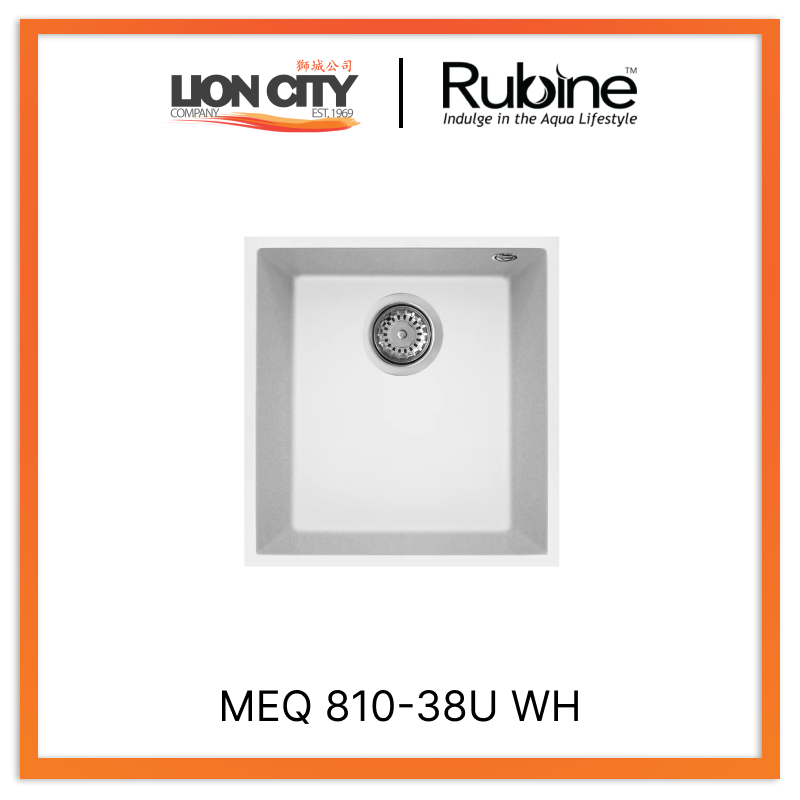 Rubine 1 Bowl Undermount Granite Kitchen Sink MEQ 810-38U WH
