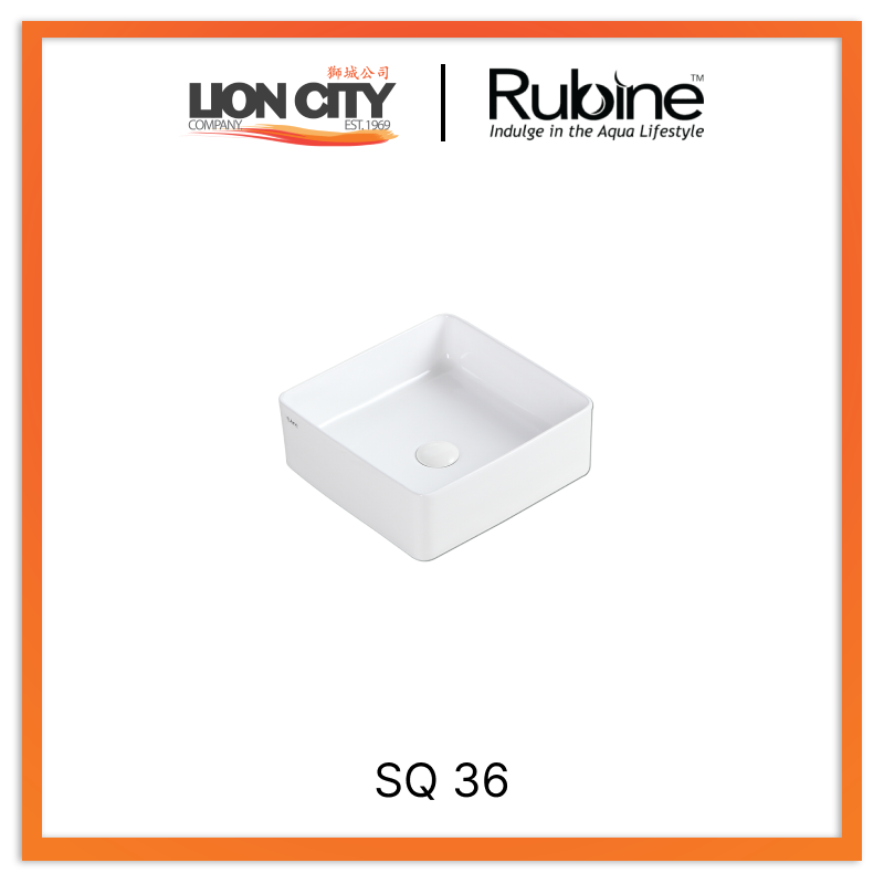 Rubine SQ 36 Countertop Square Ceramic Basin