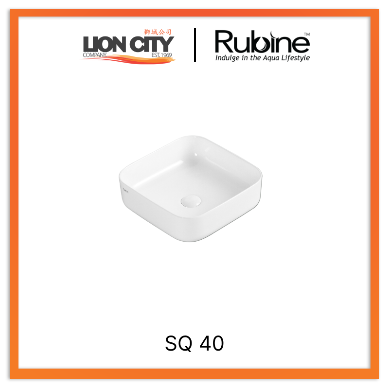 Rubine SQ 40 Countertop Square Ceramic Basin