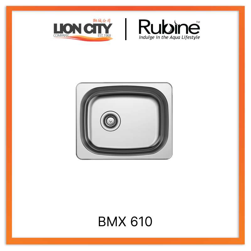 Rubine 1 Bowl Inset Stainless Steel Kitchen Sink BMX 610
