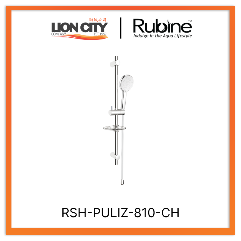 Rubine RSH-PULIZ-810-CH 4F Shower Set with Sliding Rod Chrome