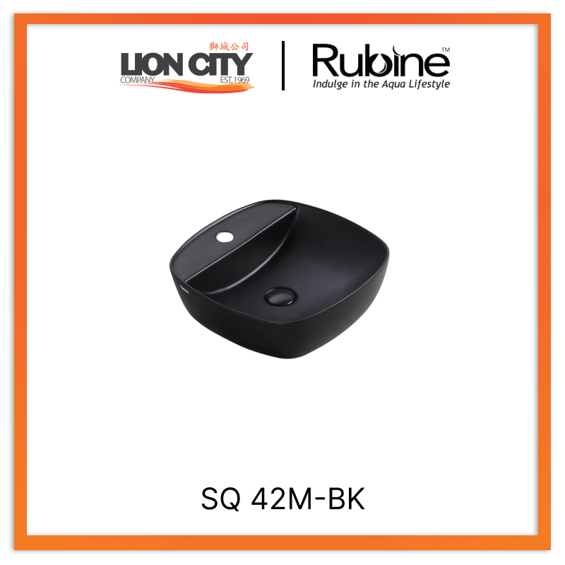 Rubine SQ 42M-BK Countertop Round Ceramic Basin