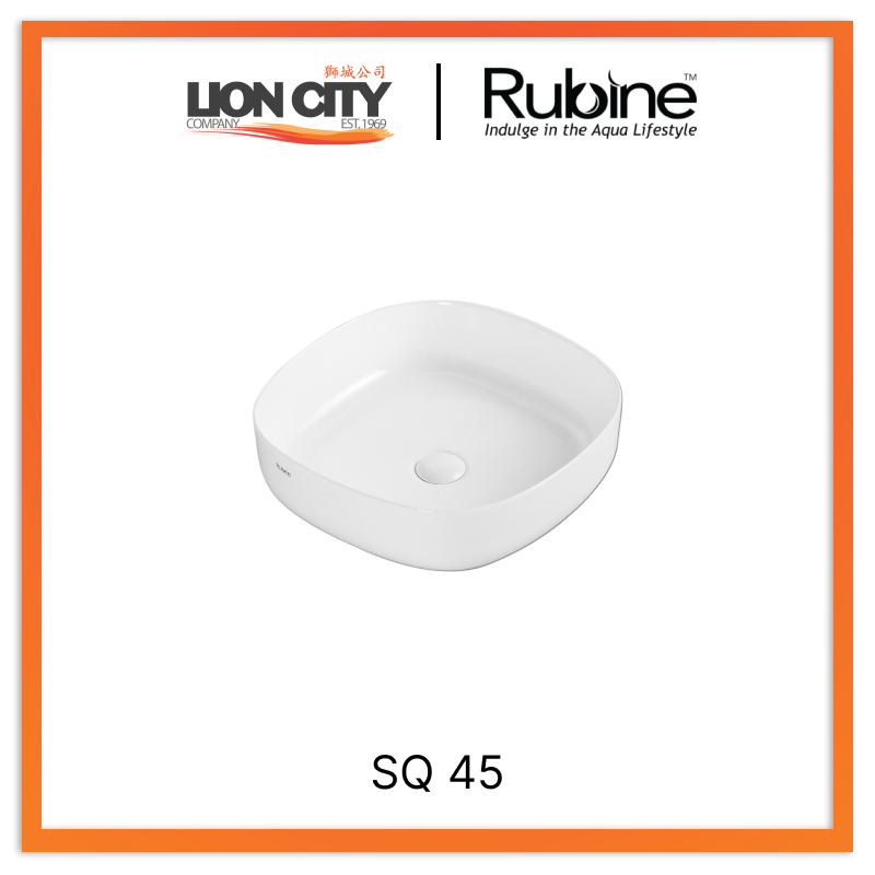 Rubine SQ 45 Countertop Square Ceramic Basin