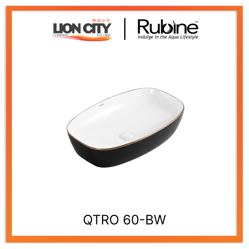 Rubine QTRO 60-BW Countertop Rectangular Ceramic Basin
