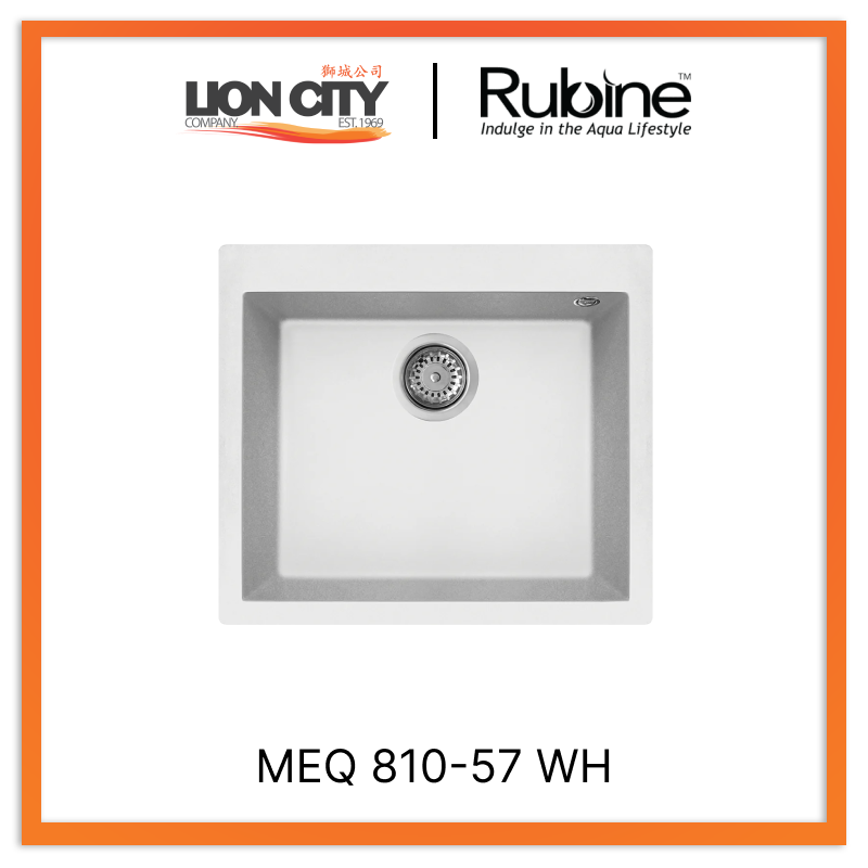 Rubine 1 Bowl Inset Granite Kitchen Sink MEQ 810-57 WH