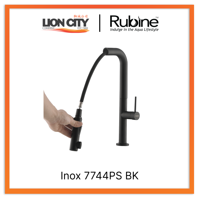 Rubine Inox 7744PS BK Pull-Out Spray Sink Mixer/ Cold Tap