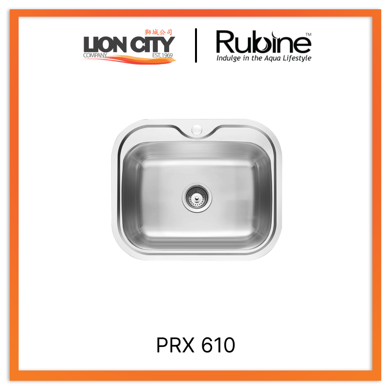 Rubine 1 Bowl Inset Stainless Steel Kitchen Sink PRX 610
