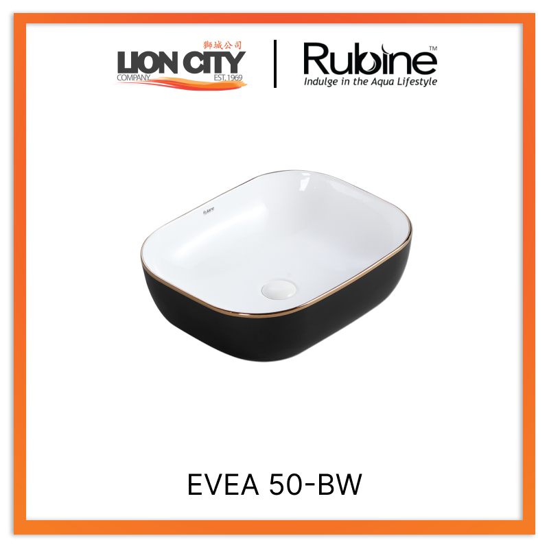 Rubine EVEA 50-BW Countertop Rectangular Ceramic Basin