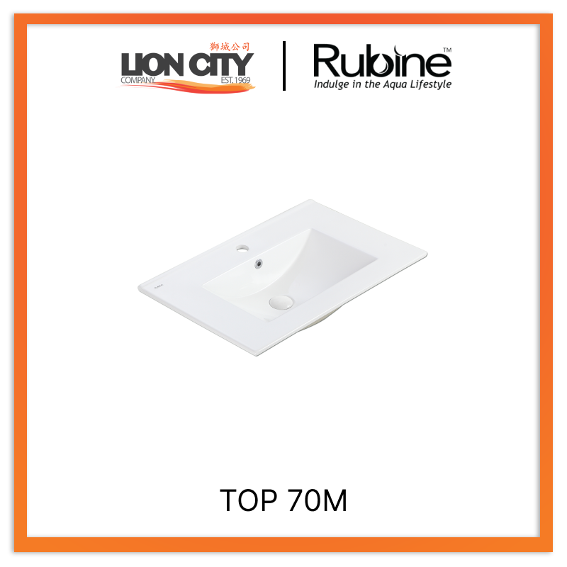 Rubine TOP 70M Insert Top Rectangular Ceramic Basin