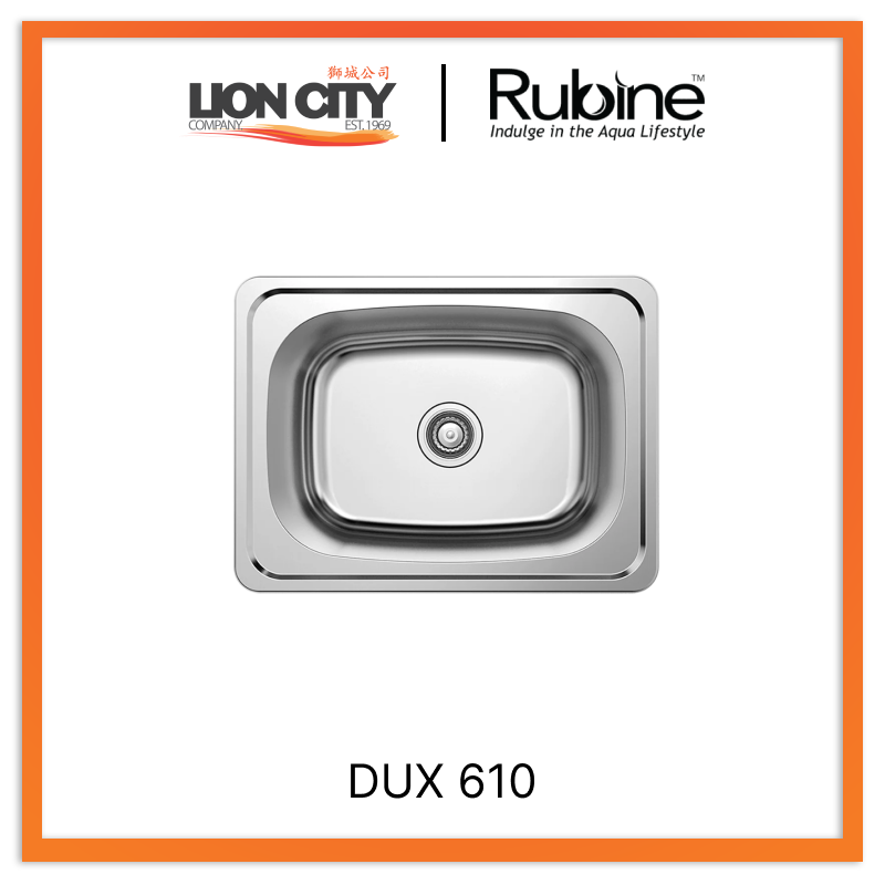 Rubine 1 Bowl Inset Stainless Steel Kitchen Sink DUX 610