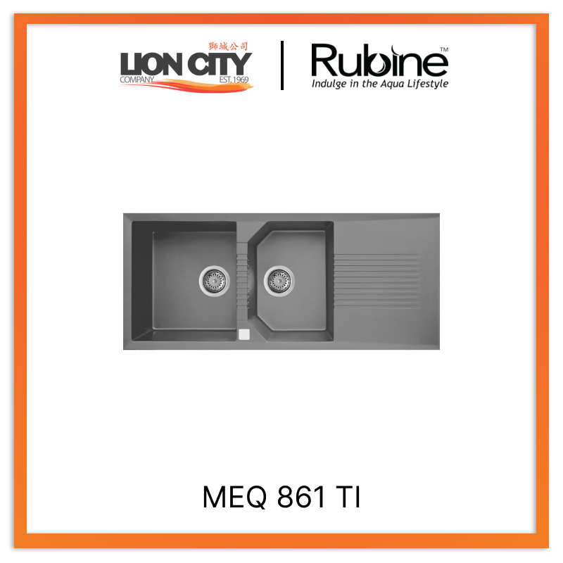 Rubine 1¾ Bowls + Drainer Inset Granite Kitchen Sink MEQ 861 TI