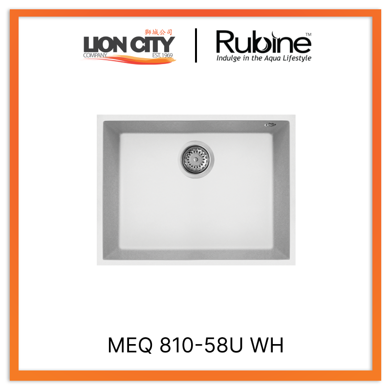 Rubine 1 Bowl Undermount Granite Kitchen Sink MEQ 810-58U WH