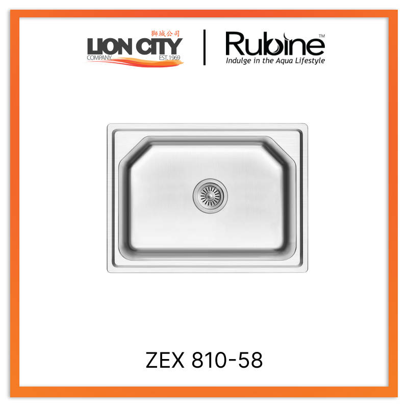 Rubine 1 Bowl Inset Stainless Steel Kitchen Sink ZEX 810-58