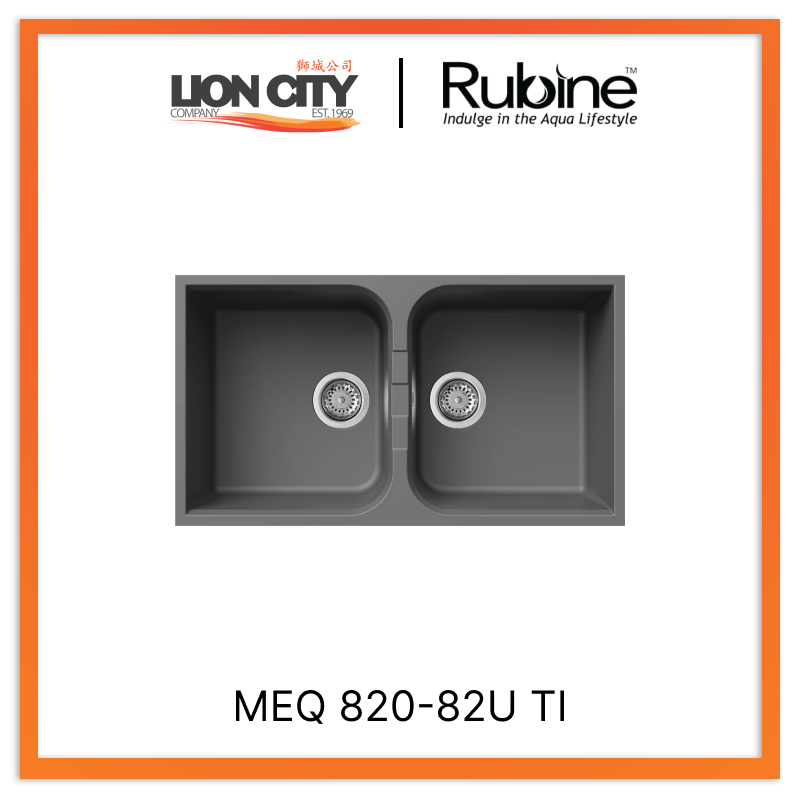 Rubine 2 Bowls Undermount Granite Kitchen Sink MEQ 820-82U TI