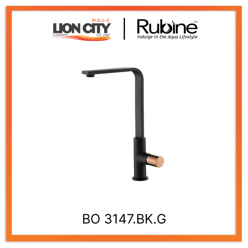 Rubine Sink Mixer BO 3147.BK.G Matte Black / Rose Gold