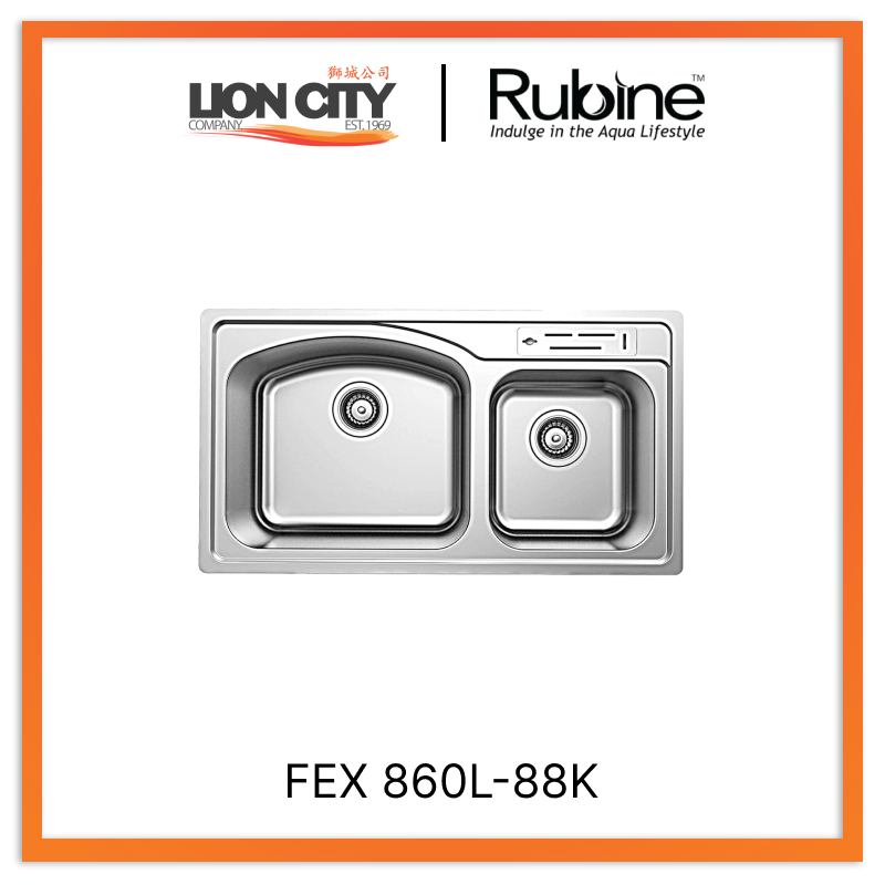Rubine 1¾ Bowls Inset Stainless Steel Kitchen Sink FEX 860L-88K