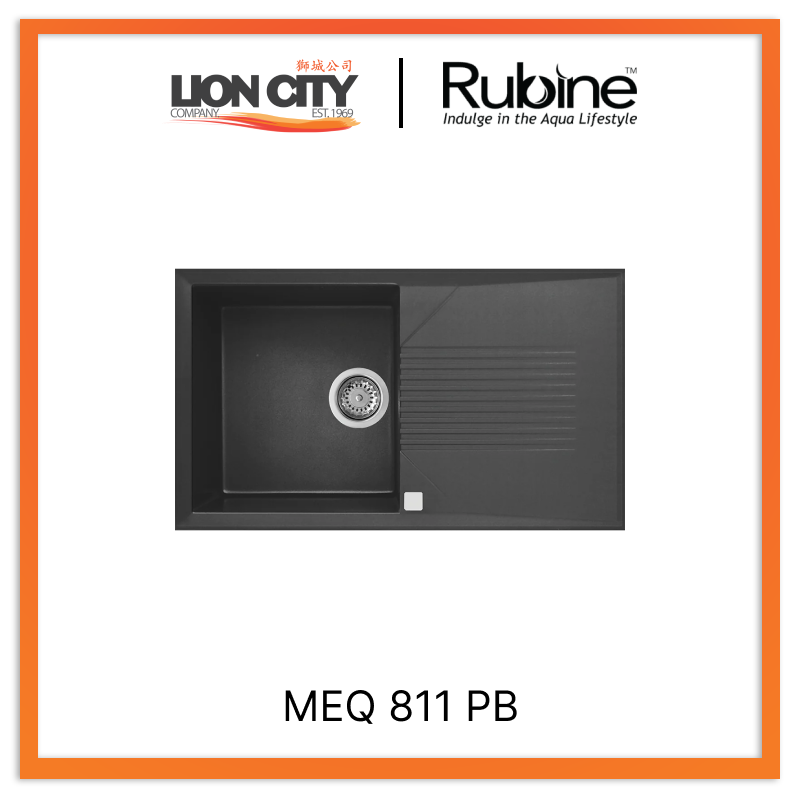 Rubine 1 Bowl + Drainer Inset Granite Kitchen Sink MEQ 811 PB
