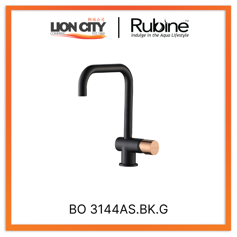 Rubine Touchless Sink Mixer BO 3144AS.BK.G Matte Black / Rose Gold