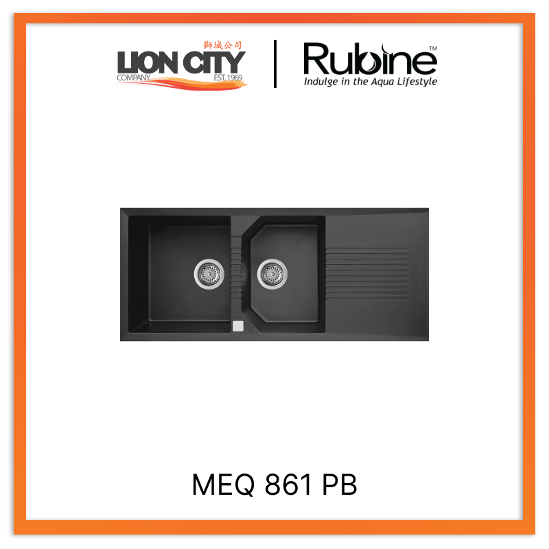 Rubine 1¾ Bowls + Drainer Inset Granite Kitchen Sink MEQ 861 PB