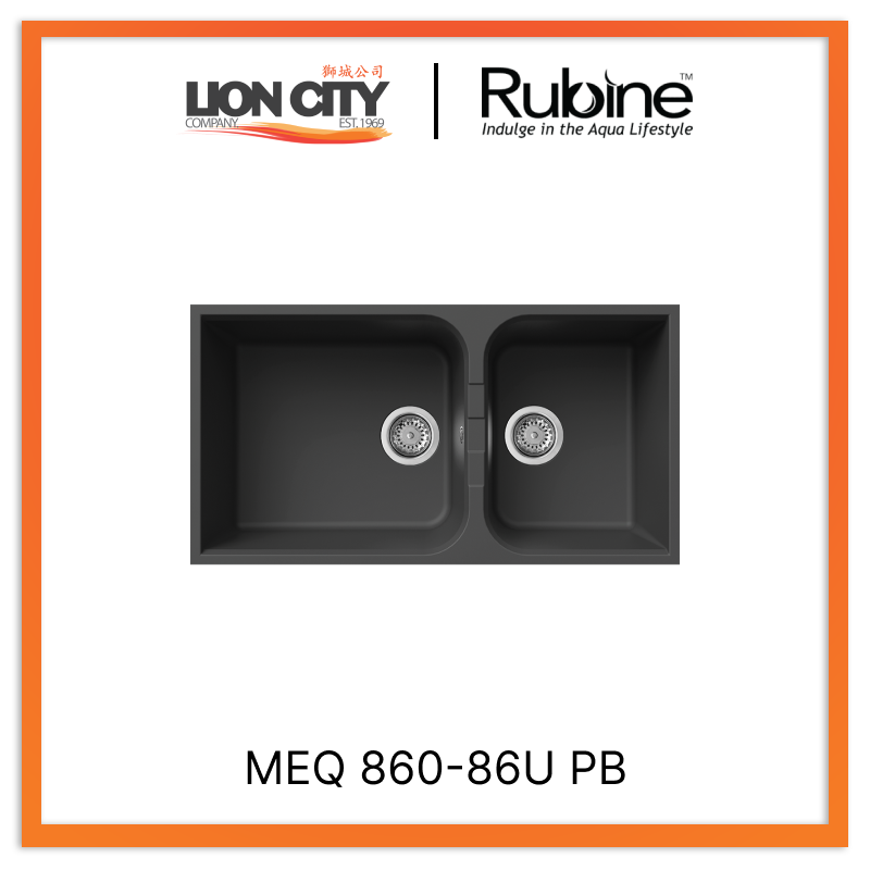 Rubine 1¾ Bowls Undermount Granite Kitchen Sink MEQ 860-86U PB
