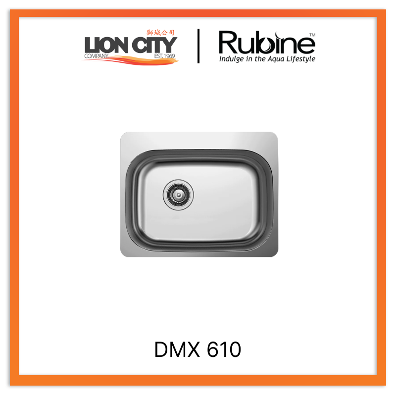 Rubine 1 Bowl Inset Stainless Steel Kitchen Sink DMX 610 - Lion City Company