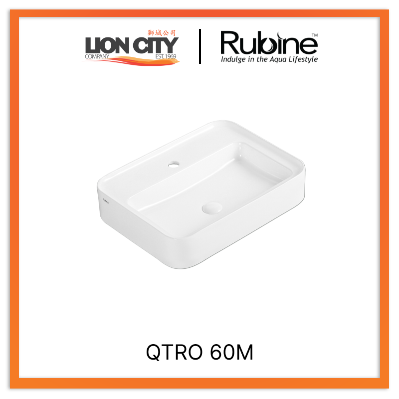 Rubine QTRO 60M Countertop Rectangular Ceramic Basin