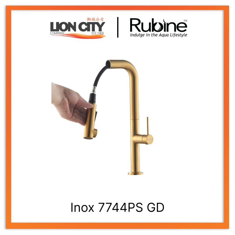 Rubine Inox 7744PS GD Pull-Out Spray Sink Mixer/ Cold Tap