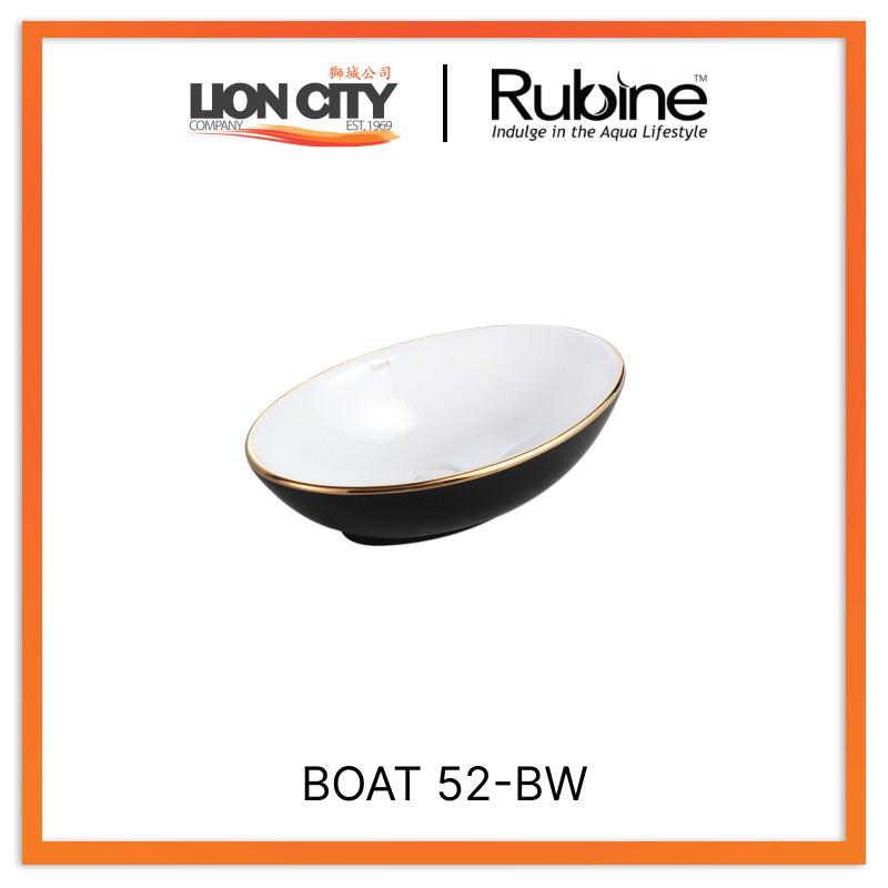 Rubine BOAT 52-BW Countertop Oval Ceramic Basin