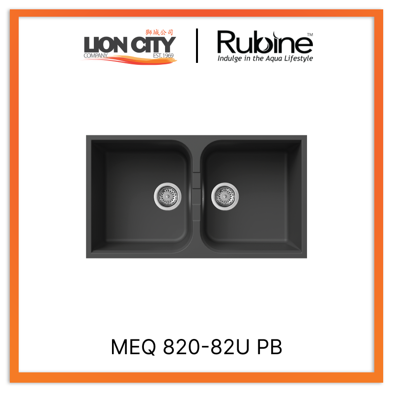 Rubine 2 Bowls Undermount Granite Kitchen Sink MEQ 820-82U PB